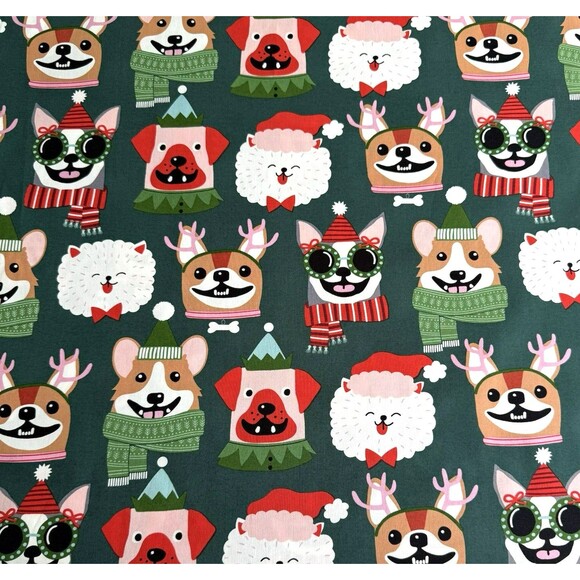 Alexander Henry Christmas Holiday Canine Dog Fabric Cotton 2021 Green BTY - Picture 1 of 5
